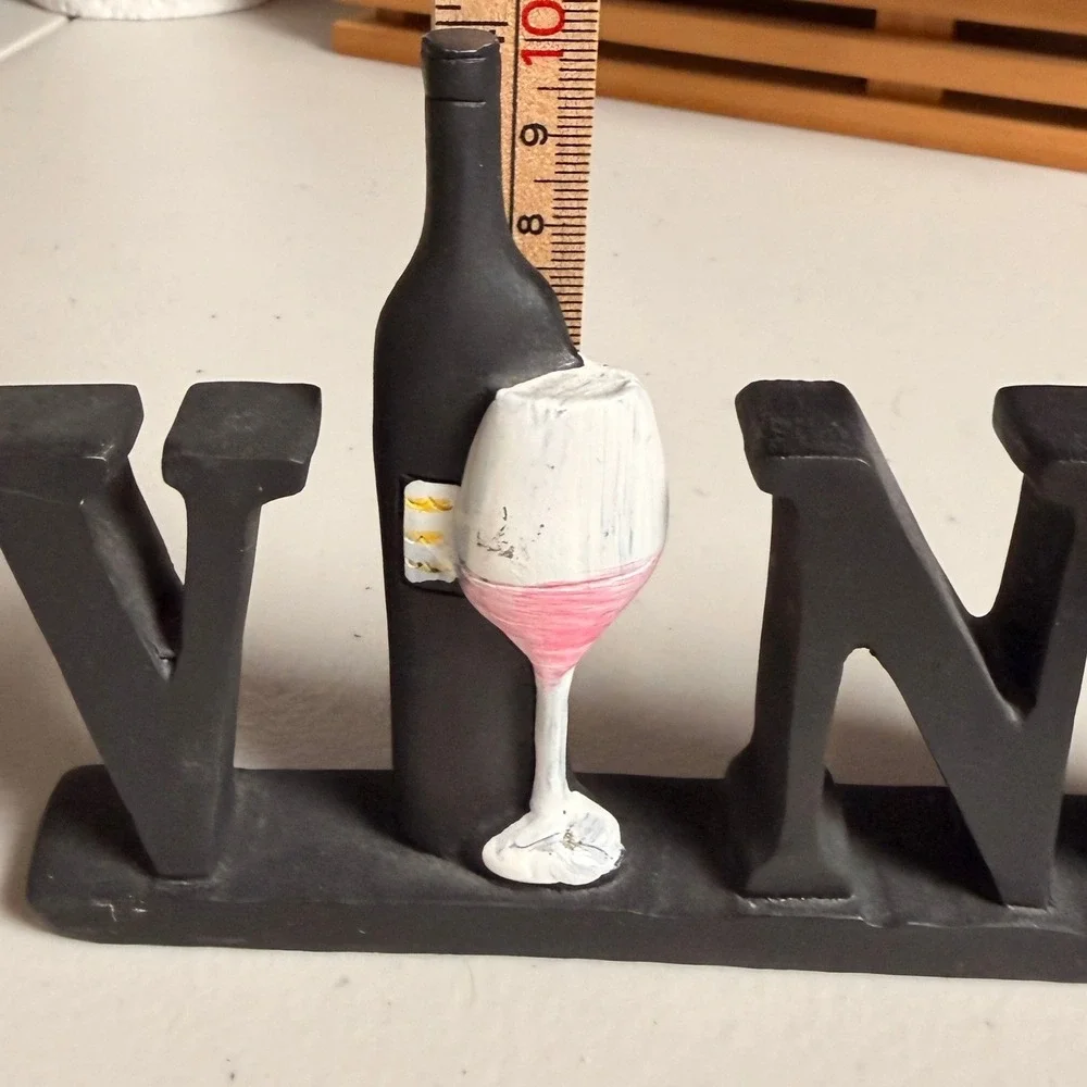 Vino Wine Bottle Sign‎ Black Kitchen Bar Home Shelf Decor Tuscan Grapes Gift